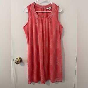 Latin Quarter Sleeveless Mini Dress Coral Pink Pattern XXL